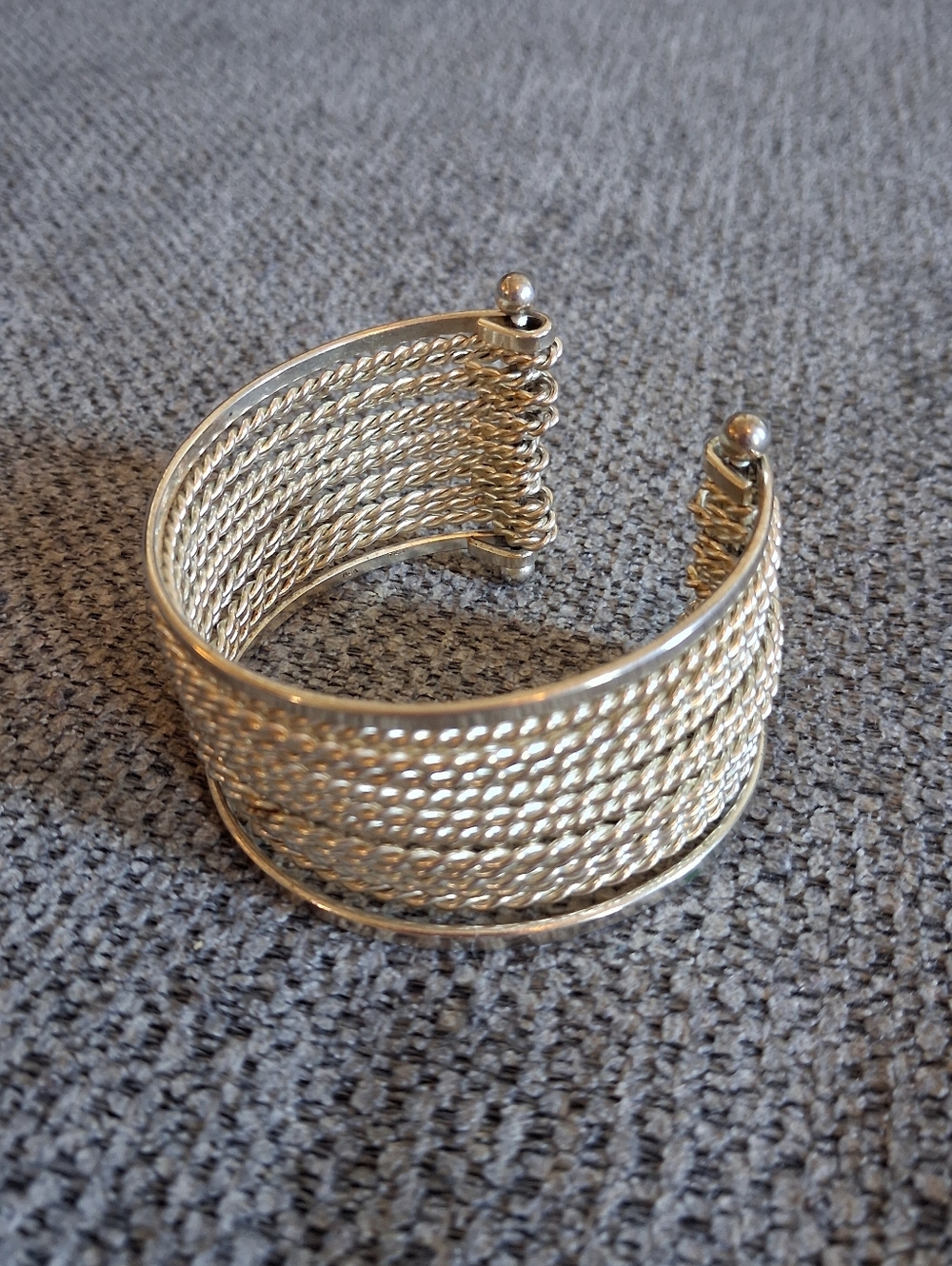 Vintage Silver-Tone Woven Cuff Bracelet - Women's Fashion Jewelry